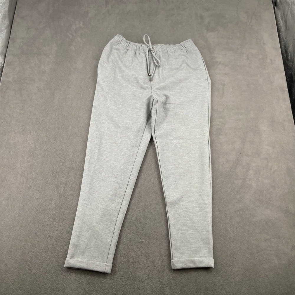 Zara Womens Gray Knit‎ Tapered Drawstring Trousers Cuffed Pants Size M